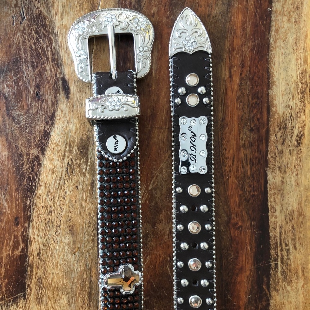 Children’s BHW *BLING* Belt Brown W/ Crosses
